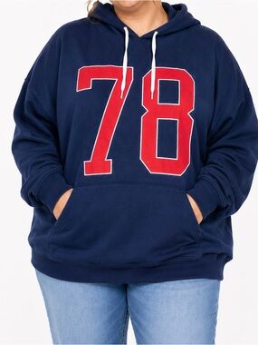 Grayson Threads Navy Hoodie with Red '78' Graphic